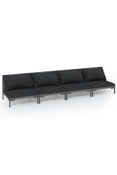 vidaxl Set mobilier de grădină cu perne, 4 piese gri închis, poliratan