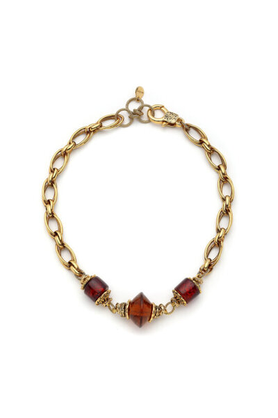 Mon Reve Flora Altın Kaplama Cam Boncuk Kolye