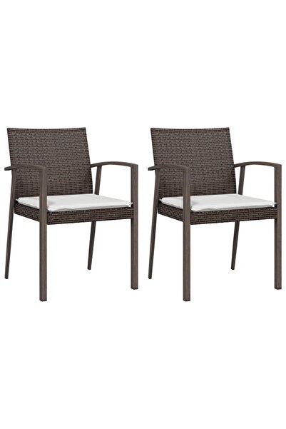 vidaxl Scaune de grădină cu perne 2 buc. maro 56,5x57x83 cm poliratan