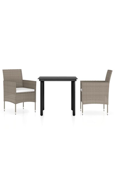 vidaxl Set mobilier de grădină, cu perne, 3 piese, bej și negru