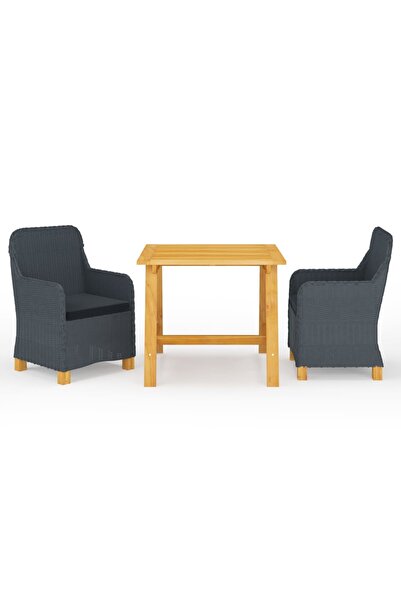 vidaxl Set de masă pentru grădină, 3 piese, gri închis