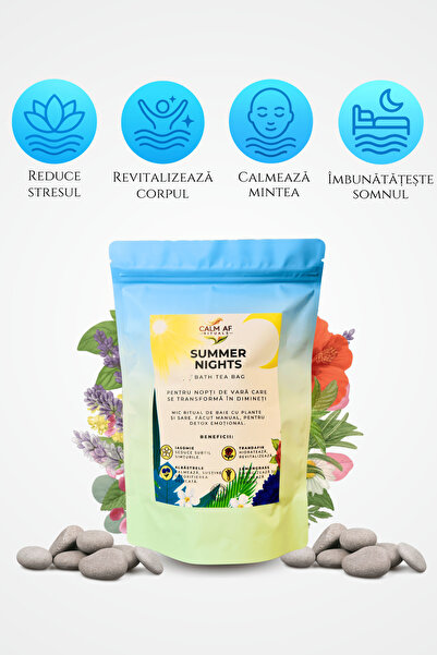 Calm AF Rituals Ceai de Baie "Summer Nights" – Infuzie de Plante, Uleiuri Esentiale, Sare Epsom, 80g