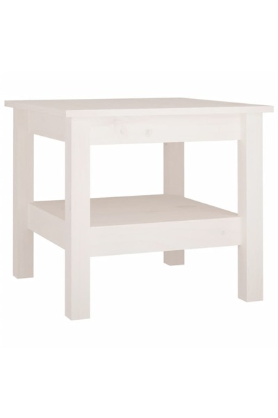 vidaxl Masă de cafea albă 45x45x40 cm, lemn masiv de pin