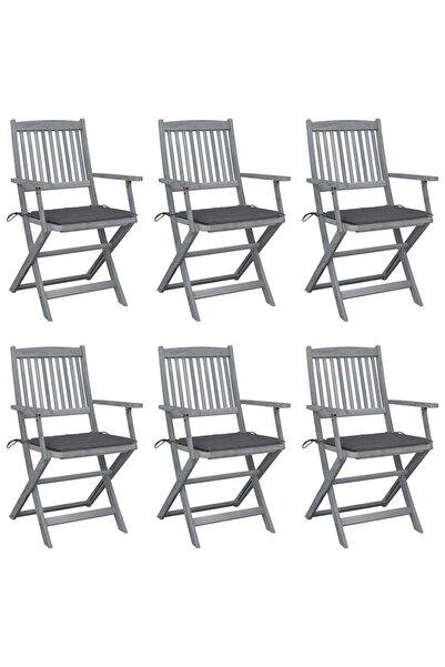 vidaxl Scaune pliante de exterior cu perne 6 buc. lemn masiv de acacia