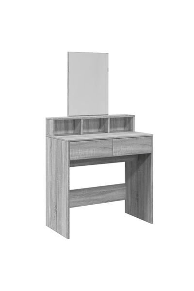 vidaxl Masă de toaletă cu oglindă, gri sonoma, 80x41x144,5 cm
