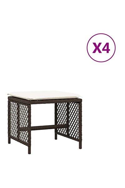 vidaxl Scaune de grădină cu perne, 4 buc., maro 41x41x36 cm poliratan
