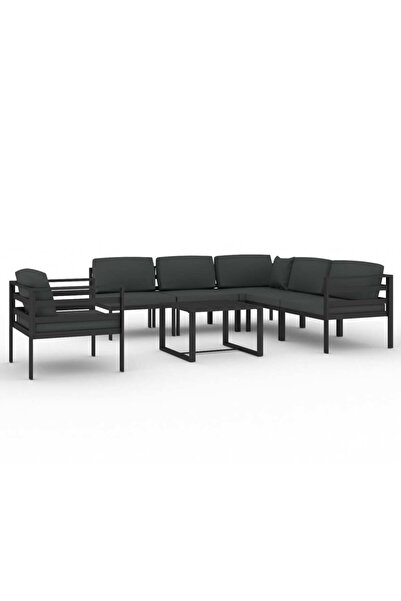 vidaxl Set mobilier de grădină cu perne, 7 piese, antracit, aluminiu