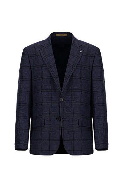 Abdullah Kiğılı 4 دروب ريلكسد فيت كومفورت كت قماش منقش سترة مزيج من صوف قطع حرير