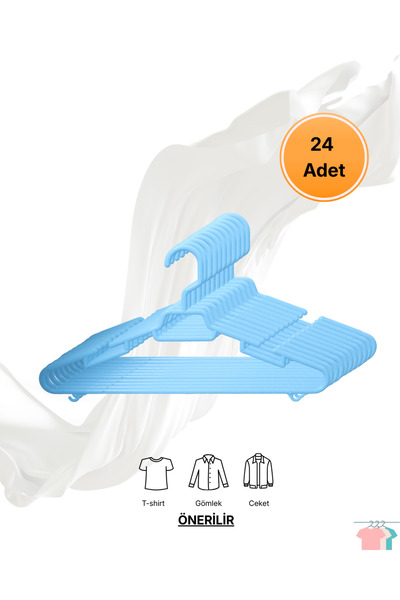 SRT 24 Adet-Plastik Elbise Kıyafet Askısı