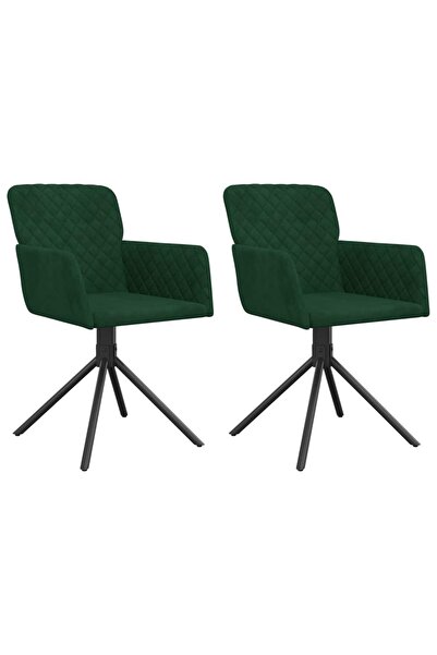 vidaxl Scaune de bucătărie pivotante, 2 buc., verde închis, catifea