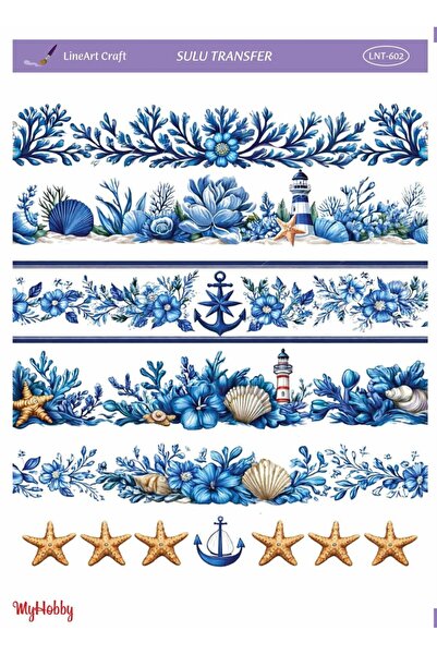 LİNEART LNT602 Marine Desenli Bordür25*35 cm Açık Zemin Sulu Transfer