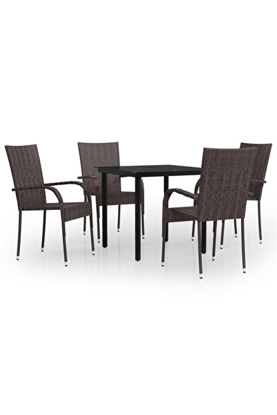 vidaxl Set mobilier de grădină, 5 piese, maro și negru