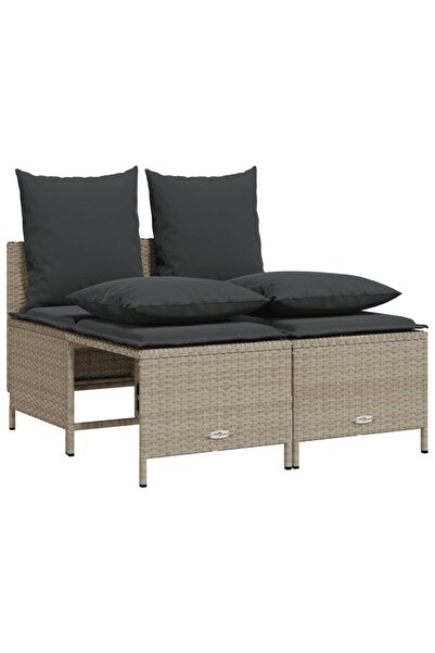 vidaxl Set canapea de grădină cu perne, 4 piese, gri deschis poliratan