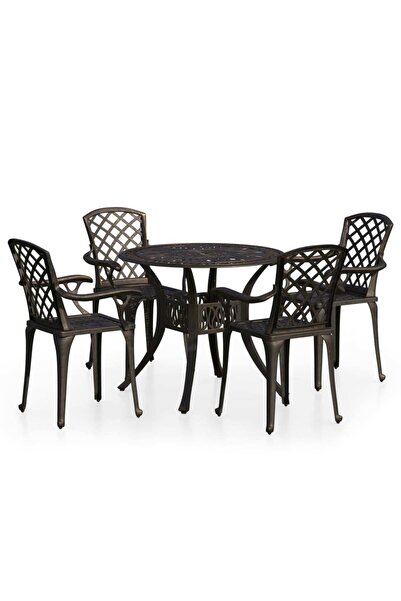 vidaxl Set mobilier bistro, 5 piese, bronz, aluminiu turnat