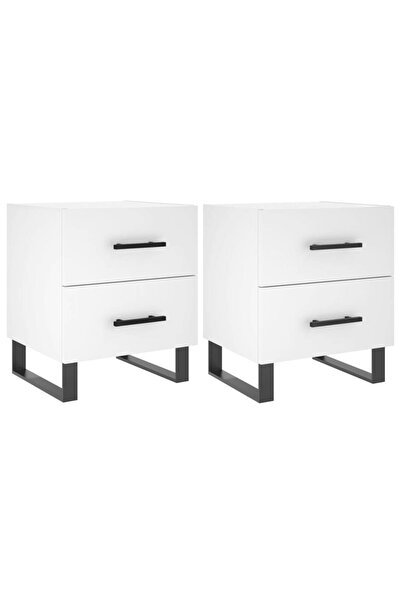 vidaxl Noptiere, 2 buc., alb, 40x35x47,5 cm, lemn compozit