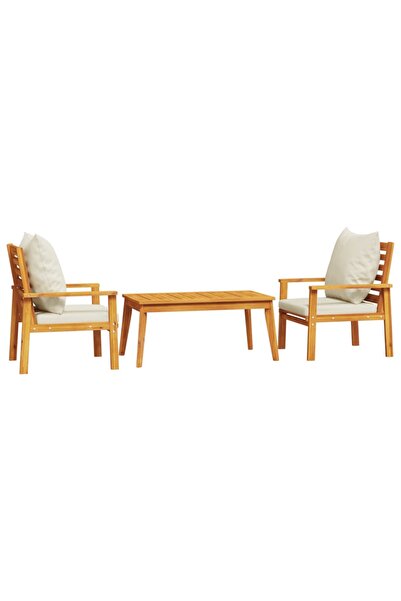 vidaxl Set mobilier de grădină cu perne, 3 piese, lemn masiv acacia