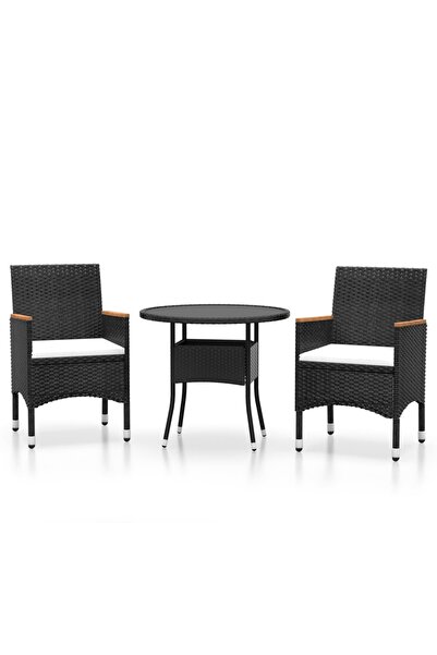 vidaxl Garden furniture set, 3 pieces, polyrattan