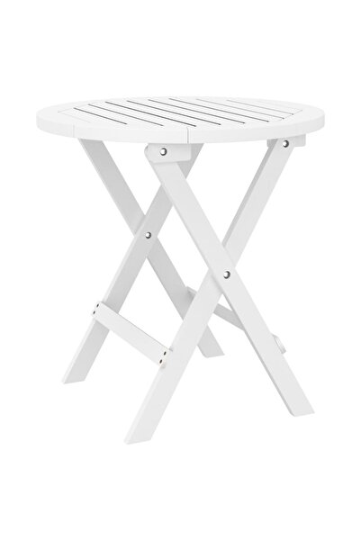 vidaxl Masă de grădină pliabilă, alb, Ø 46 cm, lemn masiv de acacia