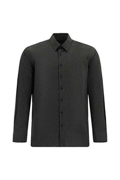 Abdullah Kiğılı Long Sleeve Slim Fit Slim Fit Printed Cotton Shirt