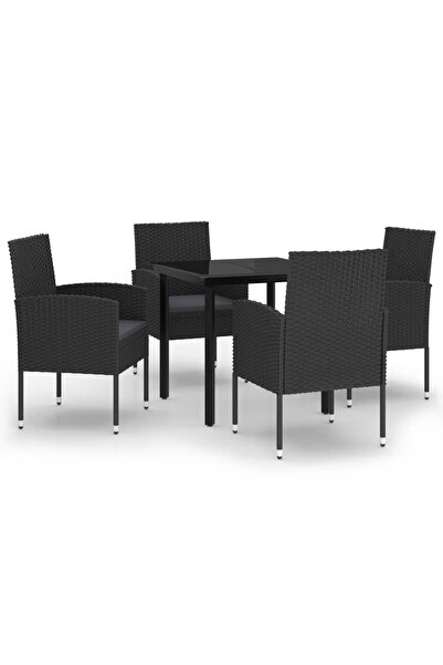 vidaxl Set de servit masa pentru grădină, 5 piese, negru