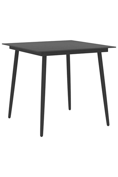 vidaxl Masă de grădină, negru, 80 x 80 x 74 cm, oțel și sticlă