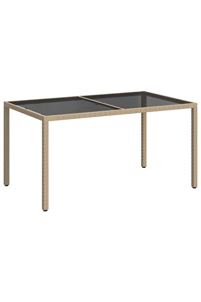 vidaxl Masă de grădină bej 150x90x75 cm sticlă securizată & poliratan