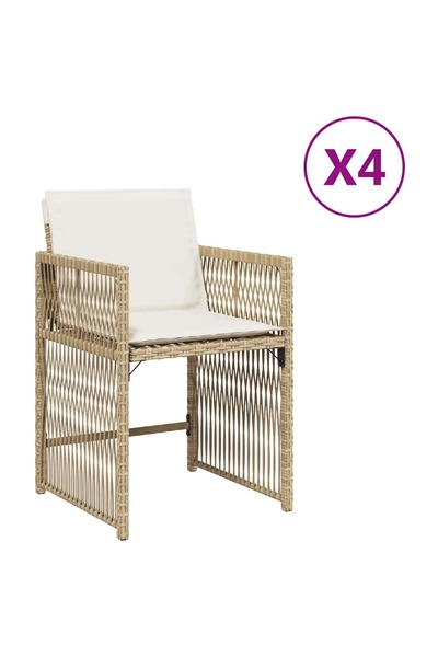 vidaxl Scaune de grădină cu perne, 4 buc., bej, poliratan