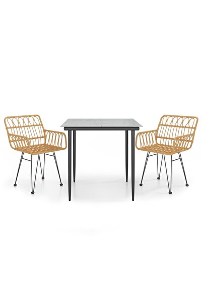 vidaxl Set mobilier de grădină, 3 piese, poliratan