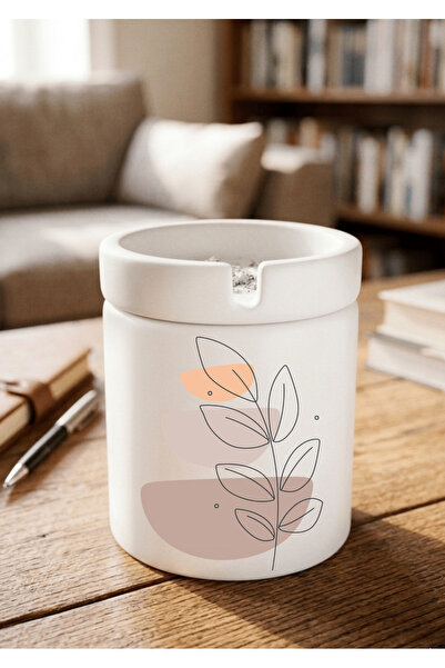 Eylül Design Printed Ceramic Ashtray with Boho Design Odorless Ash Tray
