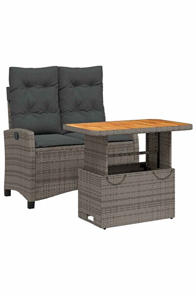 vidaxl Set mobilier de grădină cu perne, 2 piese, gri, poliratan