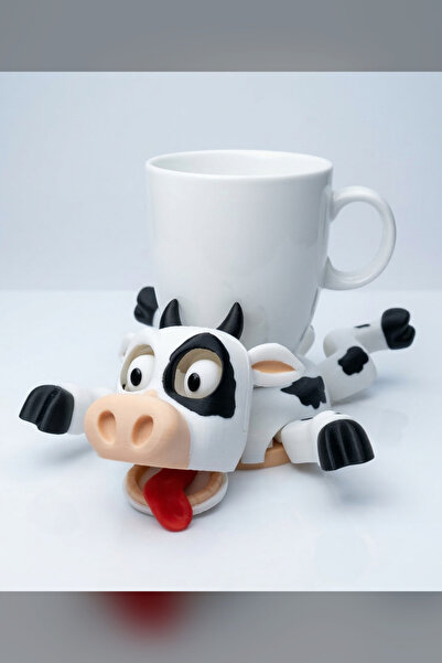 Genç 3D Sevimli İnek Tasarımlı Bardak Tutucu - Estetik Masaüstü Kahve Kupası ...