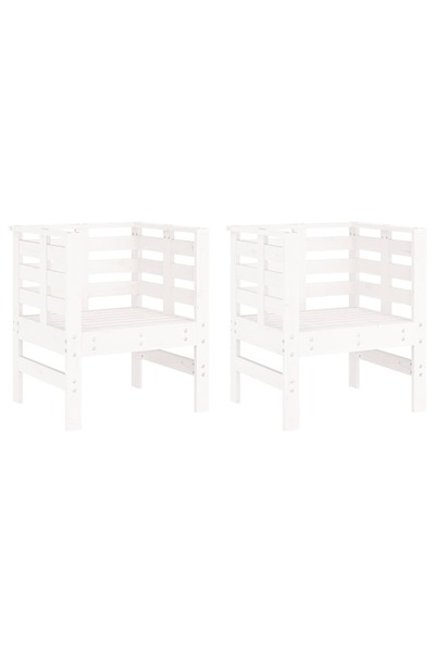 vidaxl Scaune de grădină, 2 buc., alb, 61,5x53x71 cm, lemn masiv pin