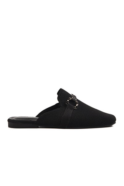 Aspor Black Knitwear Lightweight Thin Sole Closed Front Women's Slippers