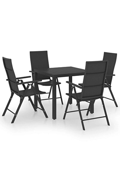 vidaxl Set de masă pentru grădină, 5 piese, negru