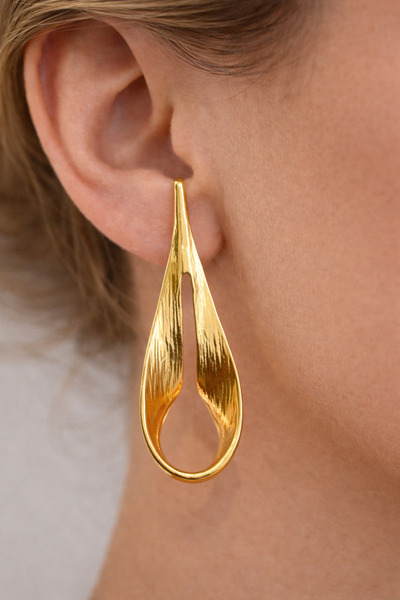 Takıtolia Wroyal Gold Color Long Dangle Stylish Design Gold Earrings