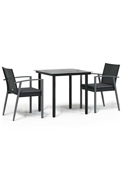 vidaxl Set mobilier de grădină cu perne, 3 piese, poliratan și oțel