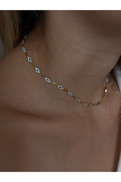 Sade Accessory Taşlı Nazar Göz Kolye