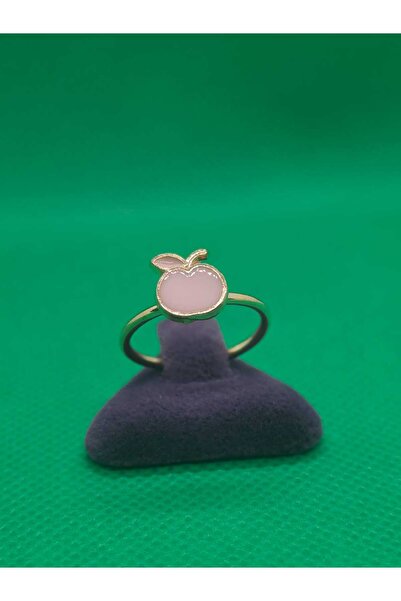 sarıyer silver Pink Apple Model Steel Children's Ring with Enamel Embroidery,...