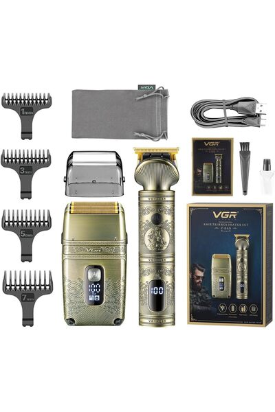 Generic VGR Professional Hair Trimmer & Foil Shaver Set USB Rechargeable Gold...