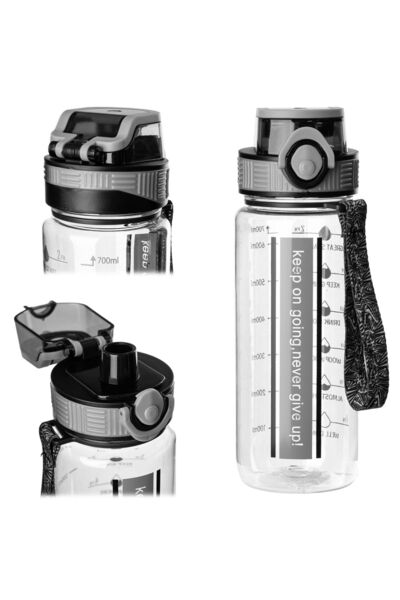 KADAX Sticlă de apă pentru sală, 750 ml, Tritan motivațional, fără BPA, gri