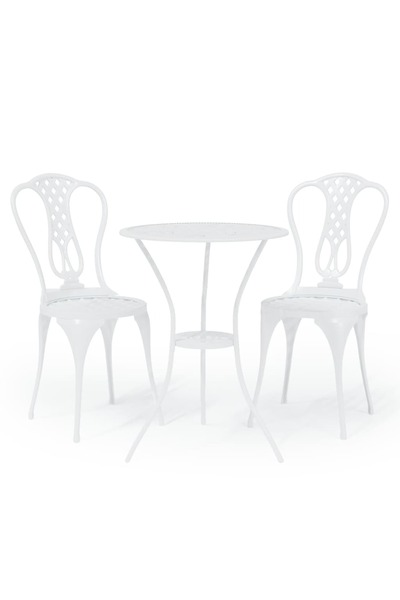vidaxl Set mobilier bistro, 3 piese, alb, aluminiu turnat