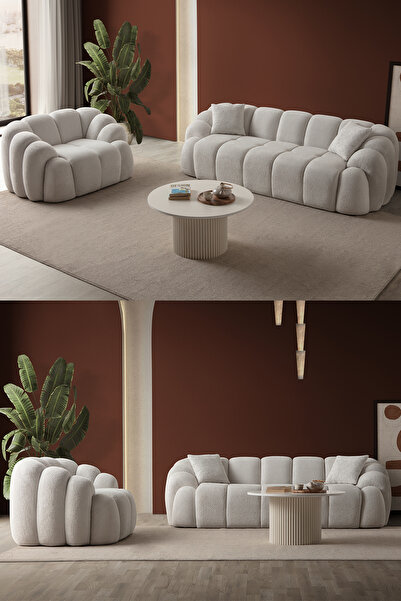 Eymense Bubble Koltuk Takımı 3+1 Beyaz