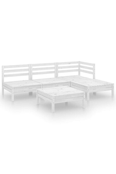 vidaxl Set mobilier de grădină, 5 piese, alb, lemn masiv de pin
