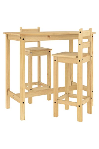 vidaxl Set mobilier de bar, 3 piese, lemn masiv de pin