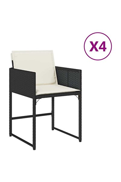 vidaxl Scaune de grădină cu perne, 4 buc., negru, poliratan