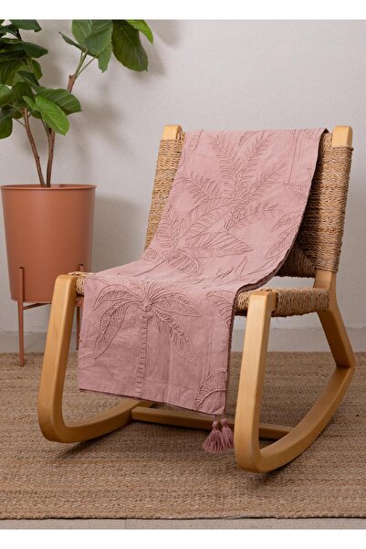 The Mia شال أريكة بشرّابات وردة مجففة 170x130