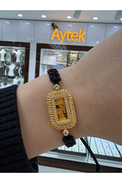aytekgold 24 Ayar Gram Altınlı İpli Bileklik