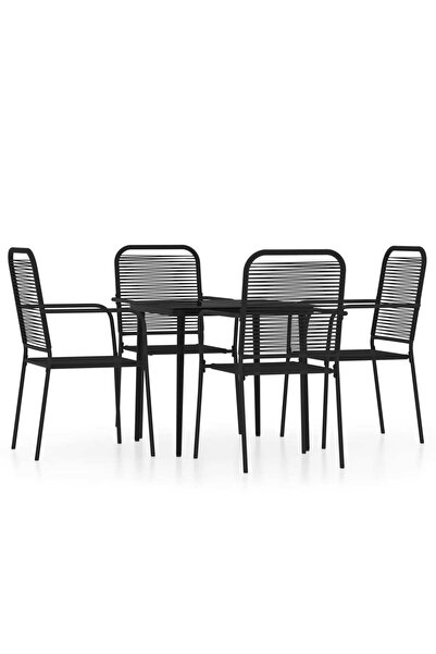 vidaxl Set de servit masa pentru grădină, 5 piese, negru