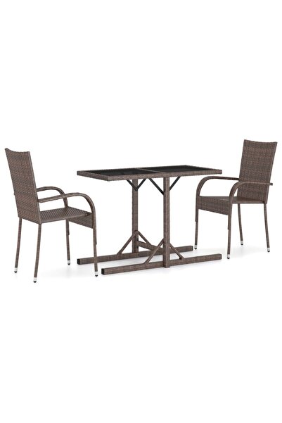 vidaxl Set mobilier de grădină, 3 piese, maro