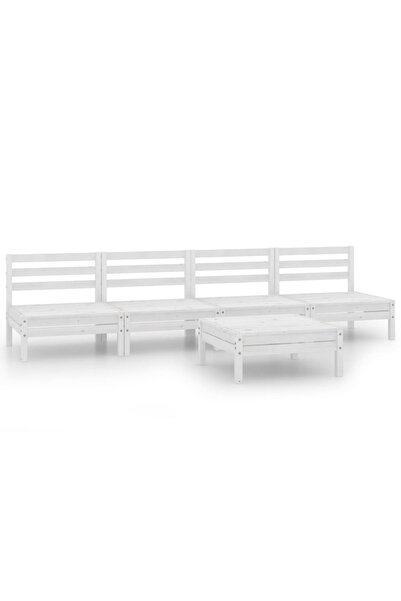 vidaxl Set mobilier de grădină, 5 piese, alb, lemn masiv de pin
